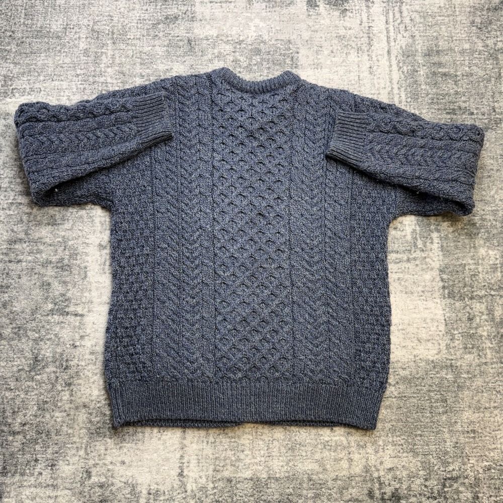 Aran Woollen Mills Sweater Womens XS Blue Cardigan Cable Knit Fisherman Merino - Picture 6 of 9